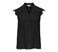 Shirttop ONLY "ONLPLOY METTE SL LACE V-NECK TOP WVN", Damen, Gr. S, schwarz, Web, Obermaterial: 100% Polyester, unifarben, regular fit normal, V-Ausschnitt, Tops Shirttop, Kunstfaser, regular fit, V-A