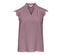 Shirttop ONLY "ONLPLOY METTE SL LACE V-NECK TOP WVN", Damen, Gr. XL, elderberry, Web, Obermaterial: 100% Polyester, unifarben, regular fit normal, V-Ausschnitt, Tops Shirttop, Kunstfaser, regular fit,