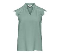 Shirttop ONLY "ONLPLOY METTE SL LACE V-NECK TOP WVN", Damen, Gr. XS, jadeite, Web, Obermaterial: 100% Polyester, unifarben, regular fit normal, V-Ausschnitt, Tops Shirttop, Kunstfaser, regular fit, V-