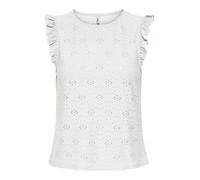 Shirttop ONLY "ONLSMILLA S/L FRILL TOP JRS", Damen, Gr. S, cloud dancer pattern:jo smilla, Jersey, Obermaterial: 95% Polyester, 5% Elasthan, unifarben, regular fit normal, Rundhals, Tops Shirttop, Mat