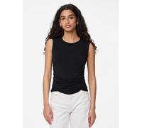 Shirttop PIECES "PCMADISON SL RUCHING TOP NOOS BC", Damen, Gr. L, schwarz, Jersey, Obermaterial: 95% Polyester, 5% Elasthan, unifarben, slim fit normal, Rundhals, Tops Shirttop (24852813-L)