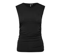 Shirttop PIECES "PCMADISON SL RUCHING TOP NOOS BC", Damen, Gr. L, schwarz, Jersey, Obermaterial: 95% Polyester, 5% Elasthan, unifarben, slim fit normal, Rundhals, Tops Shirttop (24852813-L) schwarz