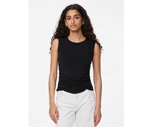Shirttop PIECES "PCMADISON SL RUCHING TOP NOOS BC", Damen, Gr. S, schwarz, Jersey, Obermaterial: 95% Polyester, 5% Elasthan, unifarben, slim fit normal, Rundhals, Tops Shirttop (24852813-S) schwarz