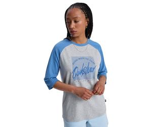 Shirttop QUIKSILVER "Bridge End", Damen, Gr. L, blau (light grau heather), Obermaterial: 80% Baumwolle, 20% Polyester., Tops Shirttop (65884310-L) light grau heather