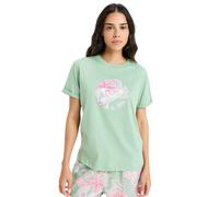 Shirttop ROXY "Oceanregular Round Hibiscus", Damen, Gr. M, grün, [Hauptstoff] 100% Baumwolle, Tops Shirttop (31721909-M)