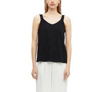 Shirttop S.OLIVER, Damen, Gr. 46, schwarz, Jersey, Obermaterial: 100% Baumwolle, unifarben, normal hüftbedeckend, V-Ausschnitt, Tops Shirttop, Sommertop mit Knoten-Detail (85669439-46) schwarz