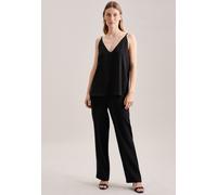 Shirttop SEIDENSTICKER "Schwarze Rose", Damen, Gr. 42, schwarz, 100% Polyester, unifarben, Tops Shirttop, Ohne Arm V-Neck Uni (39793468-42)