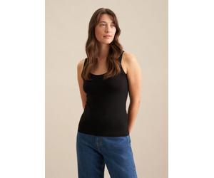 Shirttop SEIDENSTICKER "Schwarze Rose", Damen, Gr. XL, schwarz, 95% Baumwolle, 5% Elasthan, unifarben, regular fit, Tops Shirttop, Ohne Arm Rundhals Uni (14751725-XL) schwarz