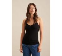 Shirttop SEIDENSTICKER "Schwarze Rose", Damen, Gr. XS, schwarz, 95% Baumwolle 5% Elastan, unifarben, ohne Ärmel, Tops, Ohne Arm V-Neck Uni (89123860-XS) schwarz