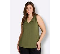 Shirttop SHEEGO, Damen, Gr. 40, oliv, 95% Viskose, 5% Elasthan, unifarben, eckiger Ausschnitt, Tops Shirttop (19493632-40) oliv