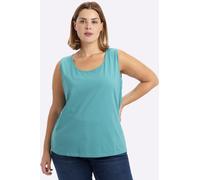 Shirttop SHEEGO, Damen, Gr. 40, tiefblau, ozean, 100% Baumwolle, unifarben, Rundhals, Tops Shirttop (72861425-40) tiefblau, ozean