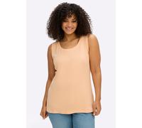 Shirttop SHEEGO, Damen, Gr. 42, apricot, 95% Baumwolle, 5% Elasthan, Besatz:100% Baumwolle, unifarben, Rundhals, Tops Shirttop (35891549-42) apricot