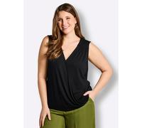 Shirttop SHEEGO, Damen, Gr. 42, schwarz, 95% Viskose, 5% Elasthan, unifarben, V-Ausschnitt, Tops Shirttop (35750335-42) schwarz