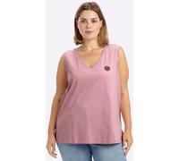 Shirttop SHEEGO, Damen, Gr. 48, hortensie, 100% Baumwolle, unifarben, V-Ausschnitt, Tops Shirttop (62665847-48) hortensie