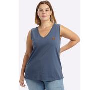 Shirttop SHEEGO, Damen, Gr. 48, rauchblau, 100% Baumwolle, unifarben, V-Ausschnitt, Tops Shirttop (13831259-48) rauchblau