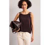 Shirttop STREET ONE, Damen, Gr. 34, espresso braun, Stoff, 95% Viskose, 5% Elasthan, unifarben, regular fit normal, U-Boot-Ausschnitt, abgesteppt, Tops Shirttop, mit Flammgarn (16042940-34) espresso b