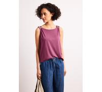 Shirttop STREET ONE, Damen, Gr. 34, schwarz clouded blush, Stoff, 95% Viskose, 5% Elasthan, unifarben, regular fit normal, U-Boot-Ausschnitt, abgesteppt, Tops Shirttop, mit Flammgarn (67570768-34) sch