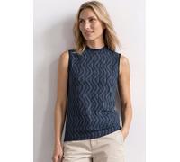 Tanktop STREET ONE, Damen, Gr. 36, ashen blau, Web, 58% Baumwolle, 38% Modal, 4% Elasthan, gemustert, comfort fit normal, hoch geschlossener Ausschnitt, normaler Saum, Tops Tanktop, mit allover Print 