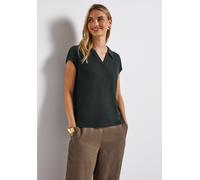 STREET ONE Damen A323518 Strick-Look Poloshirt, Pine Grove Green, 36