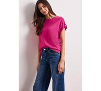 Shirttop STREET ONE, Damen, Gr. 36, pink (magenta dream), Jersey, Obermaterial: 50% Baumwolle, 50% Modal, unifarben, hüftbedeckend, Rundhals, 1-Knopf-Manschette, Tops Shirttop, Sommershirt mit Rundhal