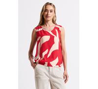 Shirttop STREET ONE, Damen, Gr. 36, rot (glory rot), Stoff, Vorderseite: 85% Viskose, 15% Polyamid; Rückseite: 95% Viskose, 5% Elasthan, bedruckt, normal normal, V-Ausschnitt, abgesteppt, Tops Shirtto