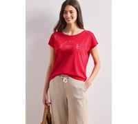 Shirttop STREET ONE, Damen, Gr. 36, rot (salsa rot), Jersey, Obermaterial: 50% Baumwolle, 50% Modal, Glitzermuster, bedruckt, normal hüftbedeckend, Rundhals, abgesteppte Kante, Tops Shirttop, Sommersh