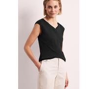 Shirttop STREET ONE, Damen, Gr. 36, schwarz, Web, 50% Baumwolle, 50% Modal, unifarben, normal normal, V-Ausschnitt, abgesteppt, Tops Shirttop, Jersey (76958261-36) schwarz