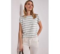 Street One Frauen Dropped Shoulder Shirt mit Streifen und Glitzer in Beige, Gr: 36