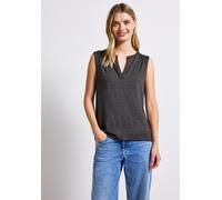 Shirttop STREET ONE, Damen, Gr. 38, blau (deepwater blau), Stoff, 95% Viskose, 5% Elasthan, gemustert, normal normal, Rundhals, abgesteppt, Tops Shirttop, aus softer Viskose (22371252-38) deepwater bl