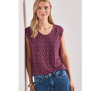 Shirttop STREET ONE, Damen, Gr. 38, blush berry, Jersey, Obermaterial: 95% Viskose, 5% Elasthan, gemustert, normal hüftbedeckend, V-Ausschnitt, abgesteppte Kante, Tops Shirttop, Sommertop mit Allover-