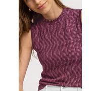 Shirttop STREET ONE, Damen, Gr. 38, lila (blush berry), Jersey, Obermaterial: 58% Baumwolle, 38% Modal, 4% Elasthan, gemustert, tailliert hüftbedeckend, Rundhals, Tops Shirttop, Sommertop mit grafisch