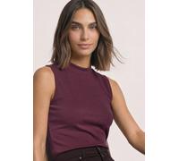 Shirttop STREET ONE, Damen, Gr. 38, lila (rustic rouge), Web, Obermaterial: 63% Modal, 37% Polyester, unifarben, körpernah hüftbedeckend, Rundhals, Tops Shirttop, Sommer-Top im Silk-Look mit Turtle Ne