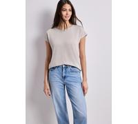 Shirttop STREET ONE, Damen, Gr. 40, clay sand, Jersey, Obermaterial: 60% Viskose, 40% Polyester, unifarben, bequem normal, Rundhals, Tops Shirttop, unifarben, Sommershirt, in Strick-Optik (34943902-40