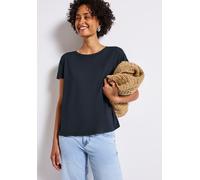 STREET ONE Damen 3226969 Jersey-Shirt mit Mesh-Detail, Deepwater Blue, 42