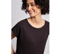 Shirttop STREET ONE, Damen, Gr. 40, espresso braun, Jersey, Obermaterial: 60% Viskose, 40% Polyester, unifarben, bequem normal, Rundhals, Tops Shirttop, unifarben, Sommershirt, in Strick-Optik (109496