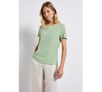 Shirttop STREET ONE, Damen, Gr. 40, grün (soft jade grün), Obermaterial: 50% Baumwolle, 50% Modal, bedruckt, regular fit taillenbedeckt, Rundhals, Tops Shirttop, mit Wording Print (19386942-40) soft j