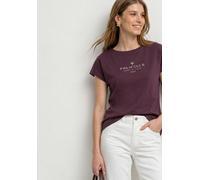 Shirttop STREET ONE, Damen, Gr. 40, rustic rouge, Jersey, Obermaterial: 100% Baumwolle, bedruckt, normal hüftbedeckend, Rundhals, abgesteppte Kante, Tops Shirttop, Sommertop mit Wording (63818915-40) 