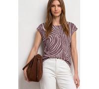 Shirttop STREET ONE, Damen, Gr. 40, rustic rouge, Jersey, Obermaterial: 65% Polyester, 35% Viskose, gemustert, tailliert hüftbedeckend, Rundhals, abgesteppte Kante, Tops Shirttop, Sommershirt im Ausbr