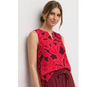 Shirttop STREET ONE, Damen, Gr. 40, salsa rot, Jersey, Obermaterial: 95% Viskose, 5% Elasthan, bedruckt, normal hüftbedeckend, V-Ausschnitt, Tops Shirttop, Sommertop mit Strukturmix und Print (6283551