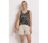 Shirttop STREET ONE, Damen, Gr. 40, schwarz-weiß (schwarz), Jersey, Obermaterial: 95% Viskose, 5% Elasthan, bedruckt, hüftbedeckend, Rundhals, abgesteppte Kante, Tops Shirttop, Sommertop bedruckt mit