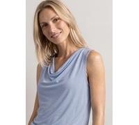 Shirttop STREET ONE, Damen, Gr. 42, cashmere blau, Stoff, 70% Modal, 30% Polyester, unifarben, normal normal, Wasserfallausschnitt, abgesteppt, Tops Shirttop, im Silk Look (67562361-42) cashmere blau
