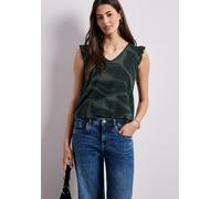 Street One - Mesh-Top mit V-Neck und Print grün - Gr. - 42