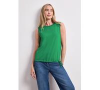 Shirttop STREET ONE, Damen, Gr. 42, grün (ever grün), Stoff, 95% Viskose, 5% Elasthan, unifarben, normal normal, U-Boot-Ausschnitt, abgesteppt, Tops Shirttop, aus stretchigem Viskosematerial (54048760