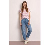 Shirttop STREET ONE, Damen, Gr. 42, magenta dream, Jersey, Obermaterial: 80% Polyester, 20% Viskose, gestreift, normal hüftbedeckend, Rundhals, mit Aufschlag abgerundeter Saum, Tops Shirttop, Dropped