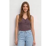 Shirttop STREET ONE, Damen, Gr. 42, rustic rouge, Jersey, Obermaterial: 96% Baumwolle, 4% Elasthan, gestreift, körpernah hüftbedeckend, V-Ausschnitt, Tops Shirttop, Sommertop mit V-Neck und Streifen (