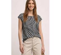 Shirttop STREET ONE, Damen, Gr. 42, schwarz, Jersey, Obermaterial: 65% Polyester, 35% Viskose, gemustert, tailliert hüftbedeckend, Rundhals, abgesteppte Kante, Tops Shirttop, Sommershirt im Ausbrenner