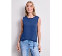 Shirttop STREET ONE, Damen, Gr. 44, blau (amparo blau), Stoff, 95% Viskose, 5% Elasthan, unifarben, normal normal, U-Boot-Ausschnitt, abgesteppt, Tops Shirttop, aus stretchigem Viskosematerial (623544