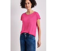 Shirttop STREET ONE, Damen, Gr. 44, magenta dream, Jersey, Obermaterial: 60% Viskose, 40% Polyester, unifarben, bequem normal, Rundhals, Tops Shirttop, unifarben, Sommershirt, in Strick-Optik (9659812