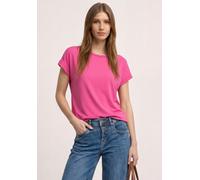 Shirttop STREET ONE, Damen, Gr. 44, magenta dream, Jersey, Obermaterial: 95% Viskose, 5% Elasthan, unifarben, regular fit normal, U-Boot-Ausschnitt, Tops Shirttop, mit Deko-Tape (95367146-44) magenta