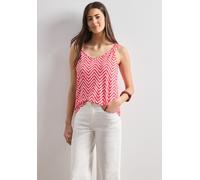 Shirttop STREET ONE, Damen, Gr. 44, rot (salsa rot), Jersey, Obermaterial: 95% Viskose, 5% Elasthan, gemustert, normal hüftbedeckend, V-Ausschnitt, Tops Shirttop, Sommertop mit grafischem Muster (6890